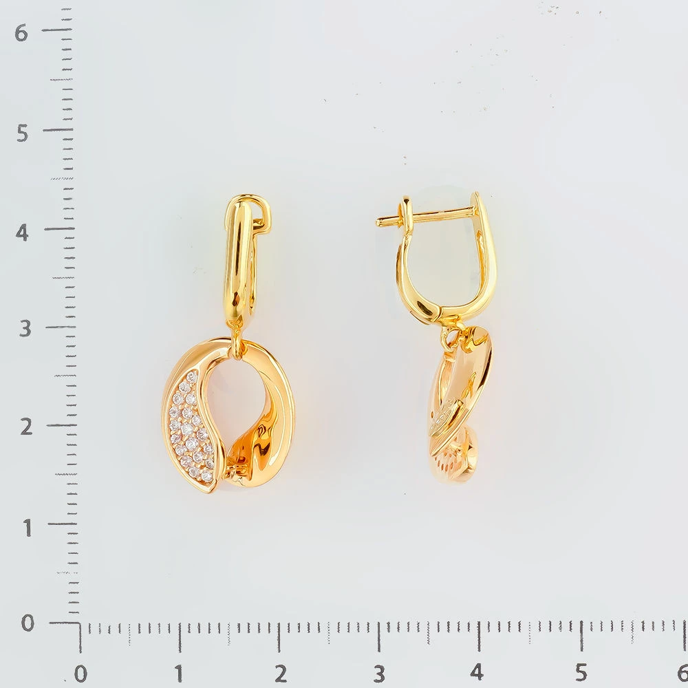 Серьги с фианитом из желтого золота 585 пробы