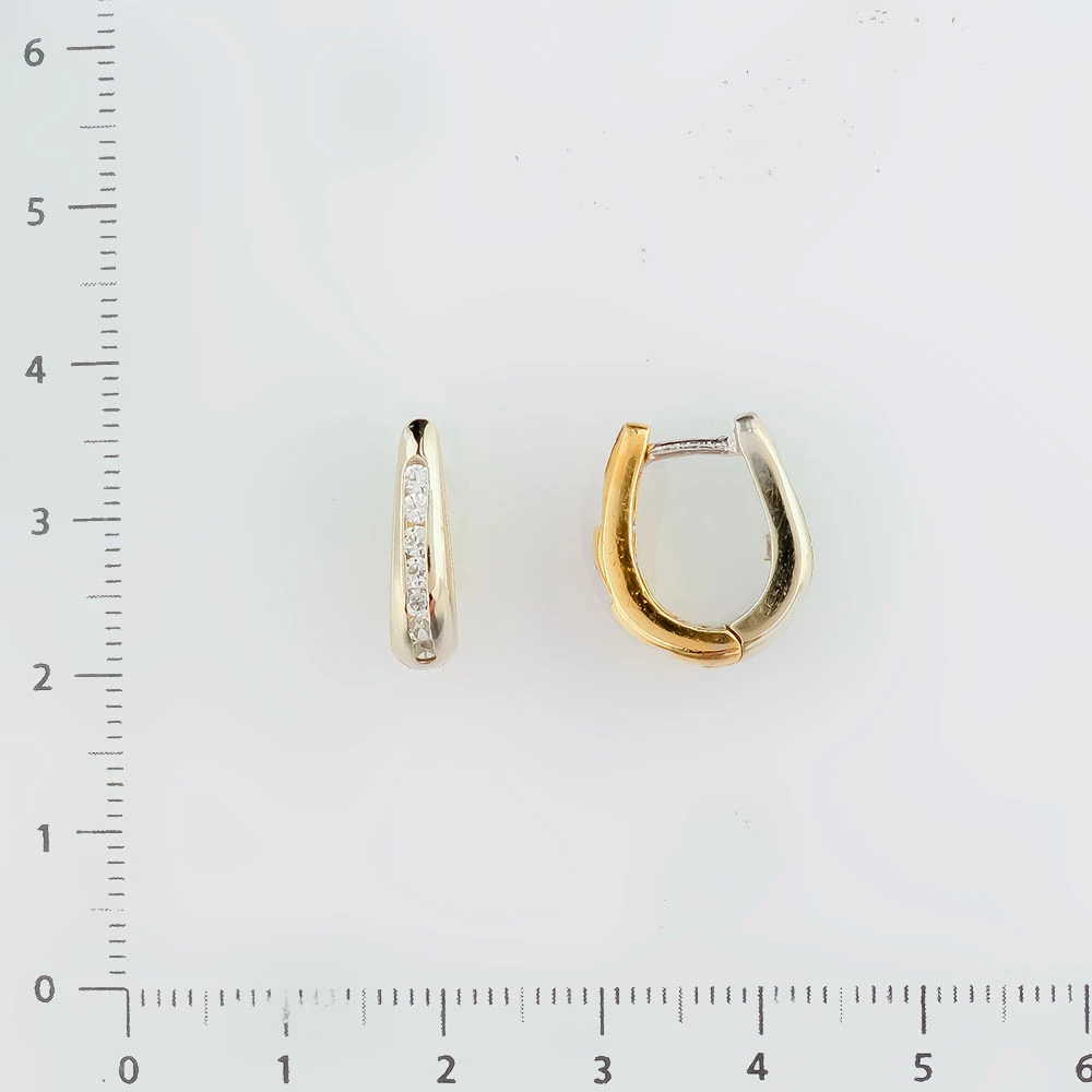 Серьги с фианитом из желтого золота 585 пробы