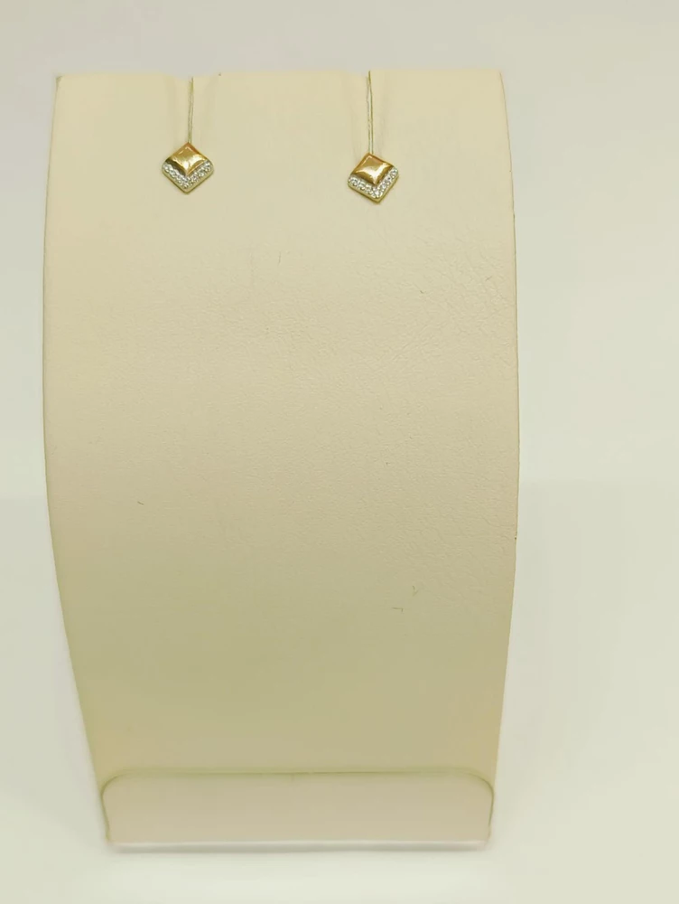 Серьги с фианитом из красного золота 585 пробы