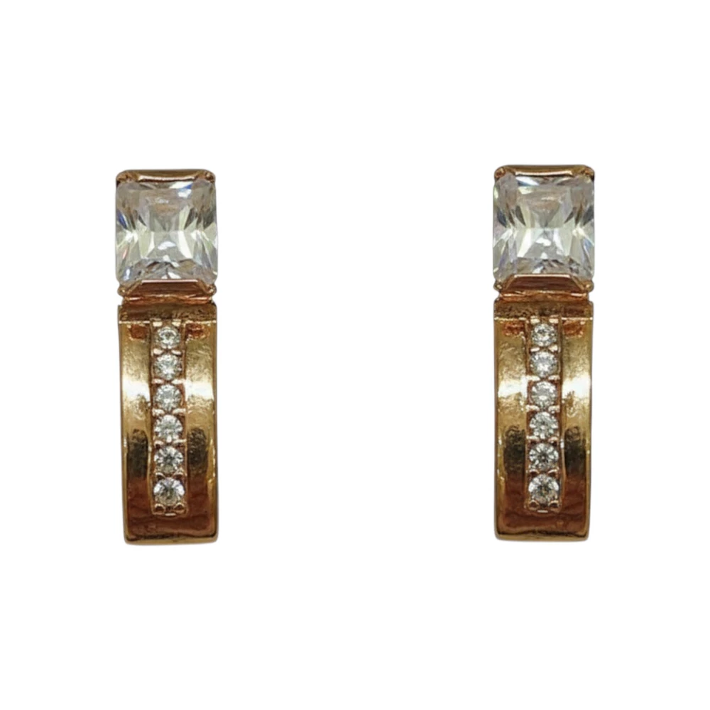 Серьги с фианитом из красного золота 375 пробы