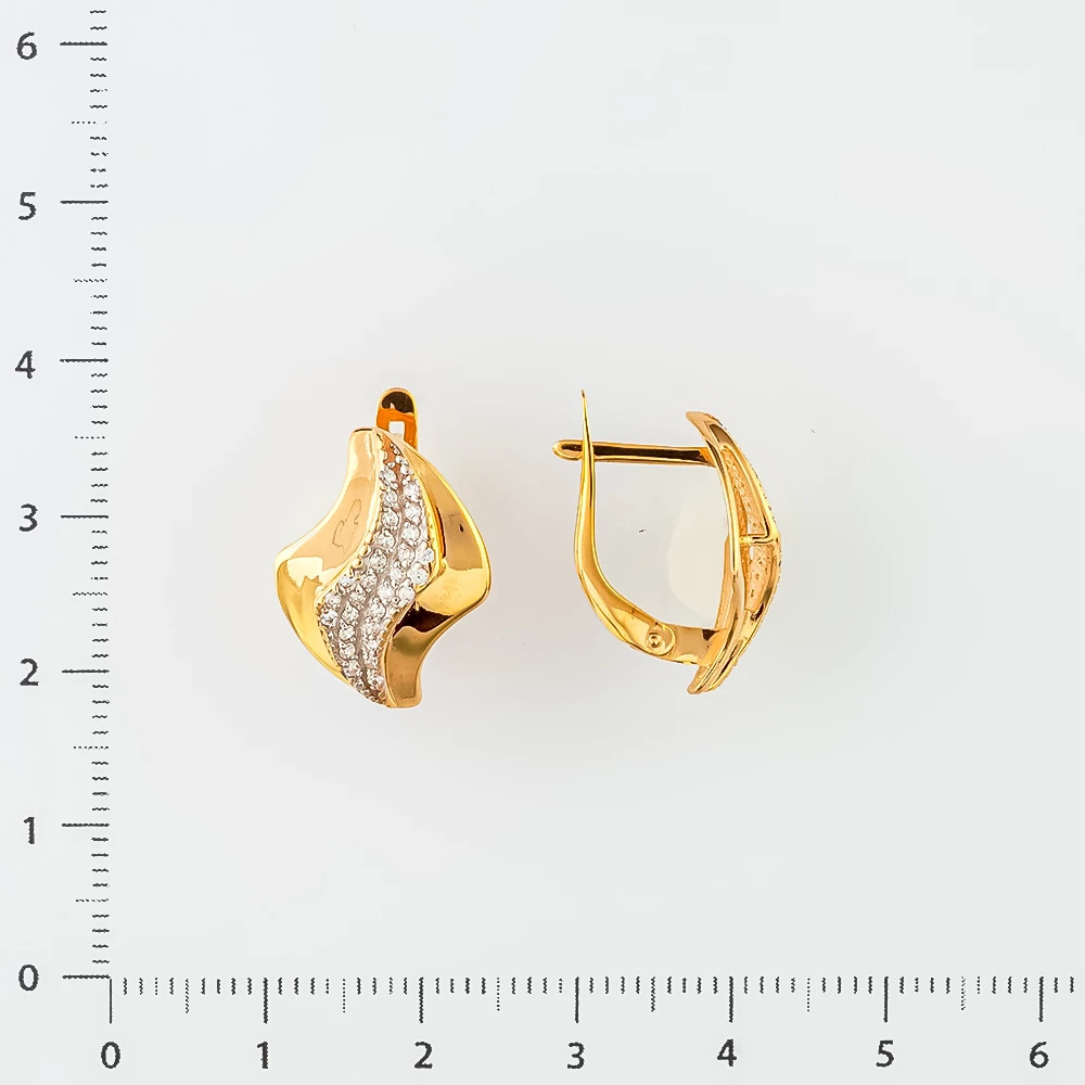 Серьги с фианитом из красного золота 585 пробы