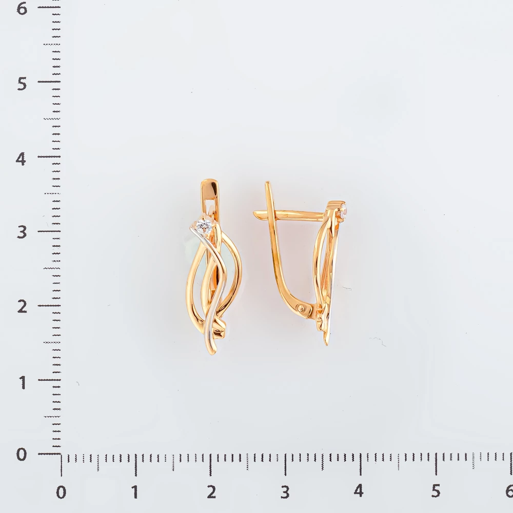 Серьги с фианитом из красного золота 585 пробы