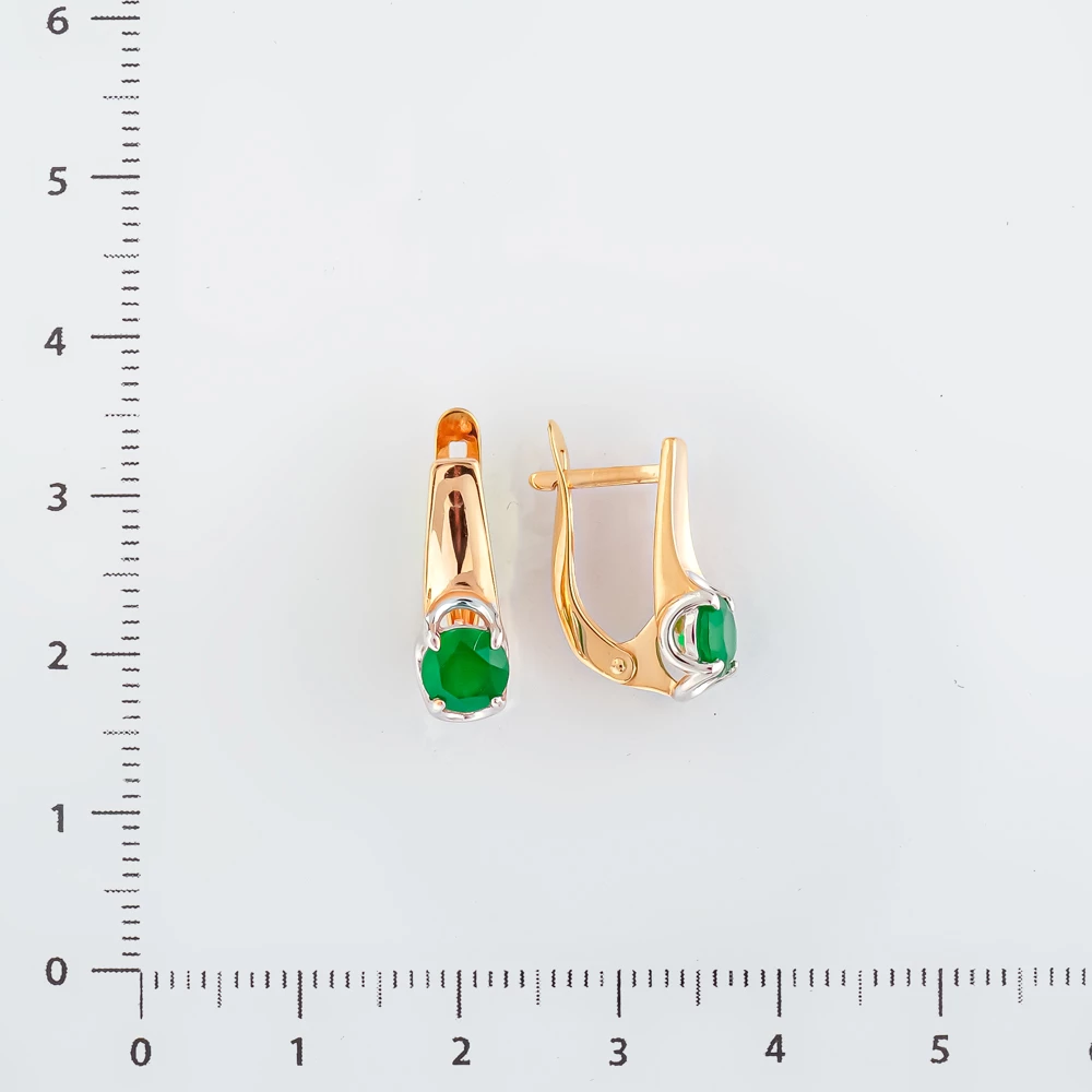 Серьги с агатом из красного золота 585 пробы