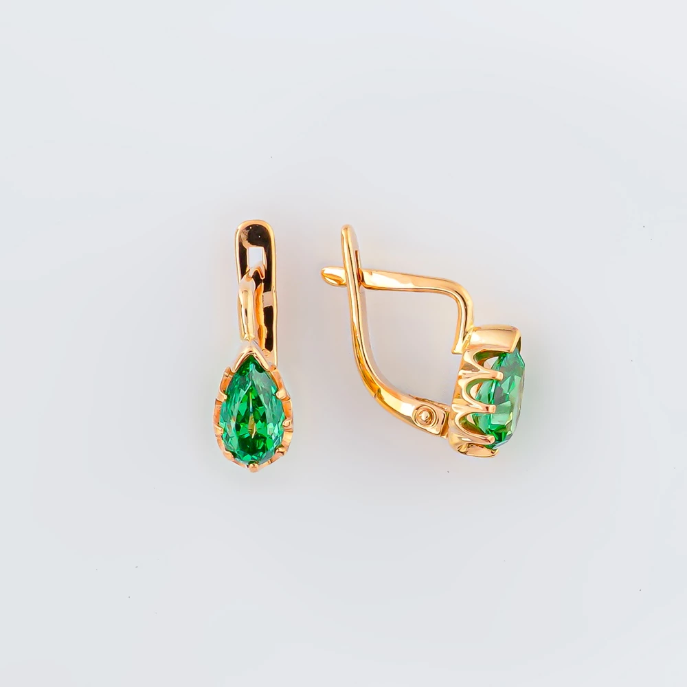 Серьги с ситаллом из красного золота 585 пробы