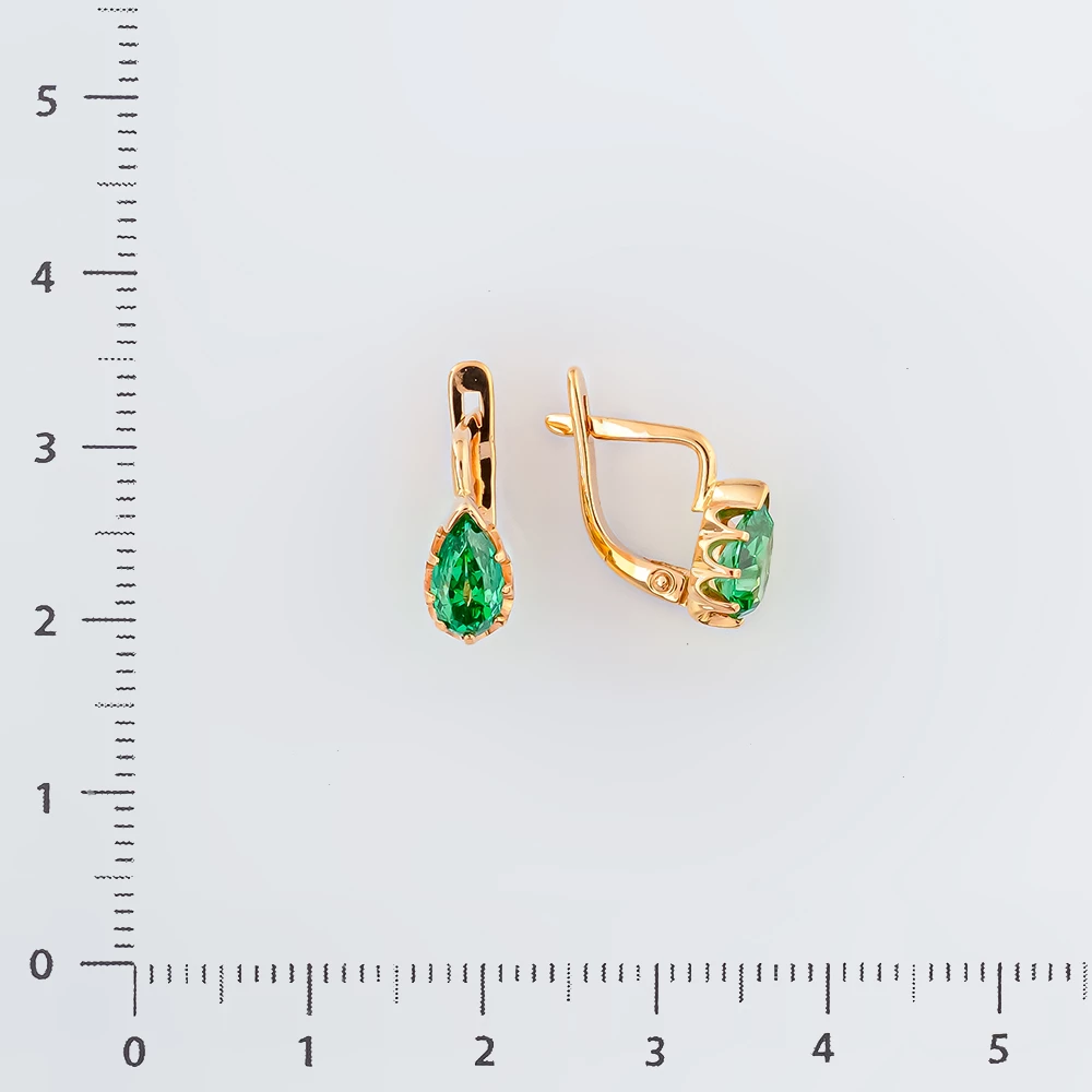 Серьги с ситаллом из красного золота 585 пробы