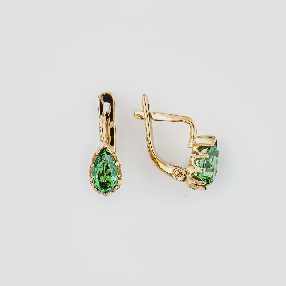 Серьги с ситаллом из красного золота 585 пробы
