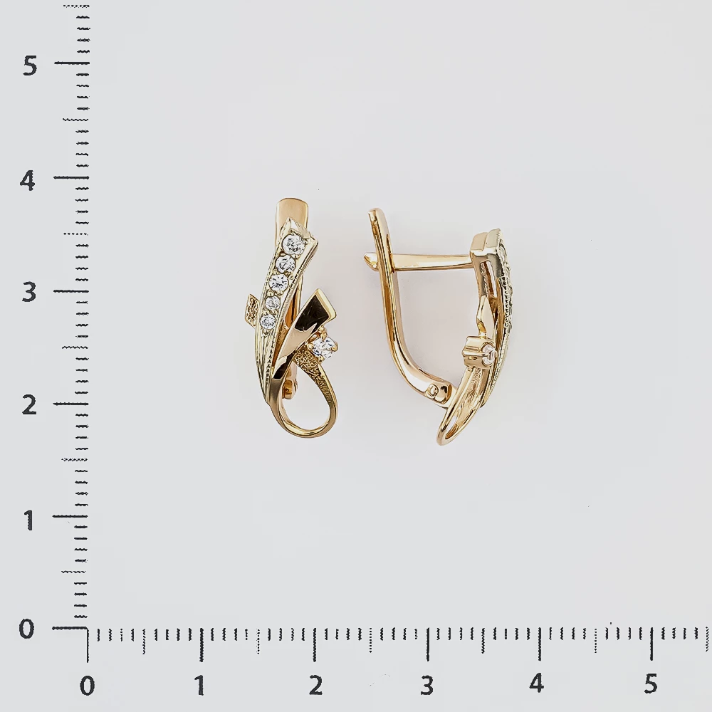 Серьги с фианитом из красного золота 585 пробы