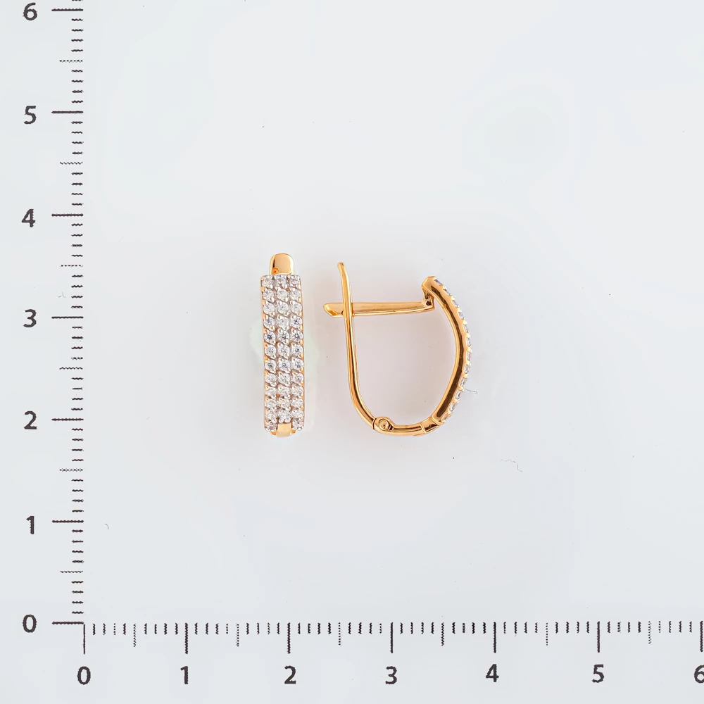 Серьги с фианитом из красного золота 585 пробы