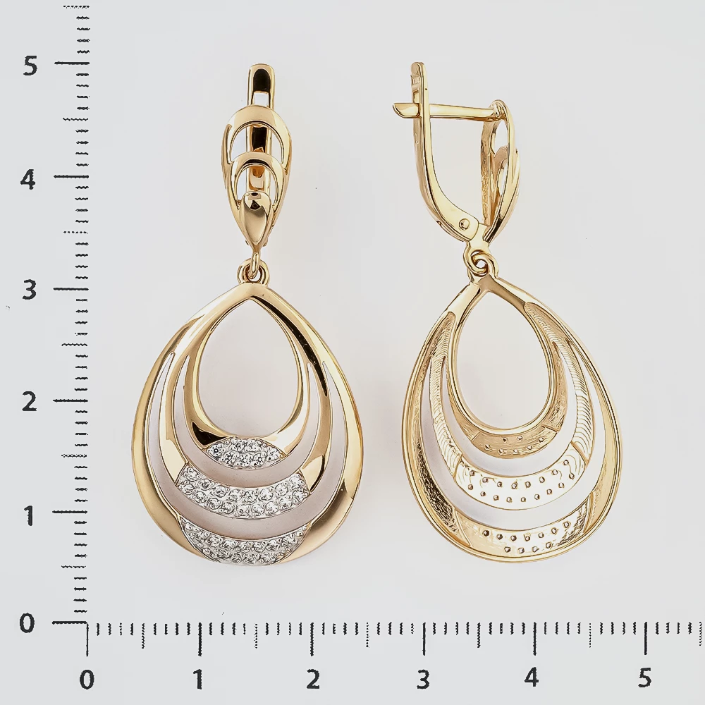 Серьги с фианитом из красного золота 585 пробы