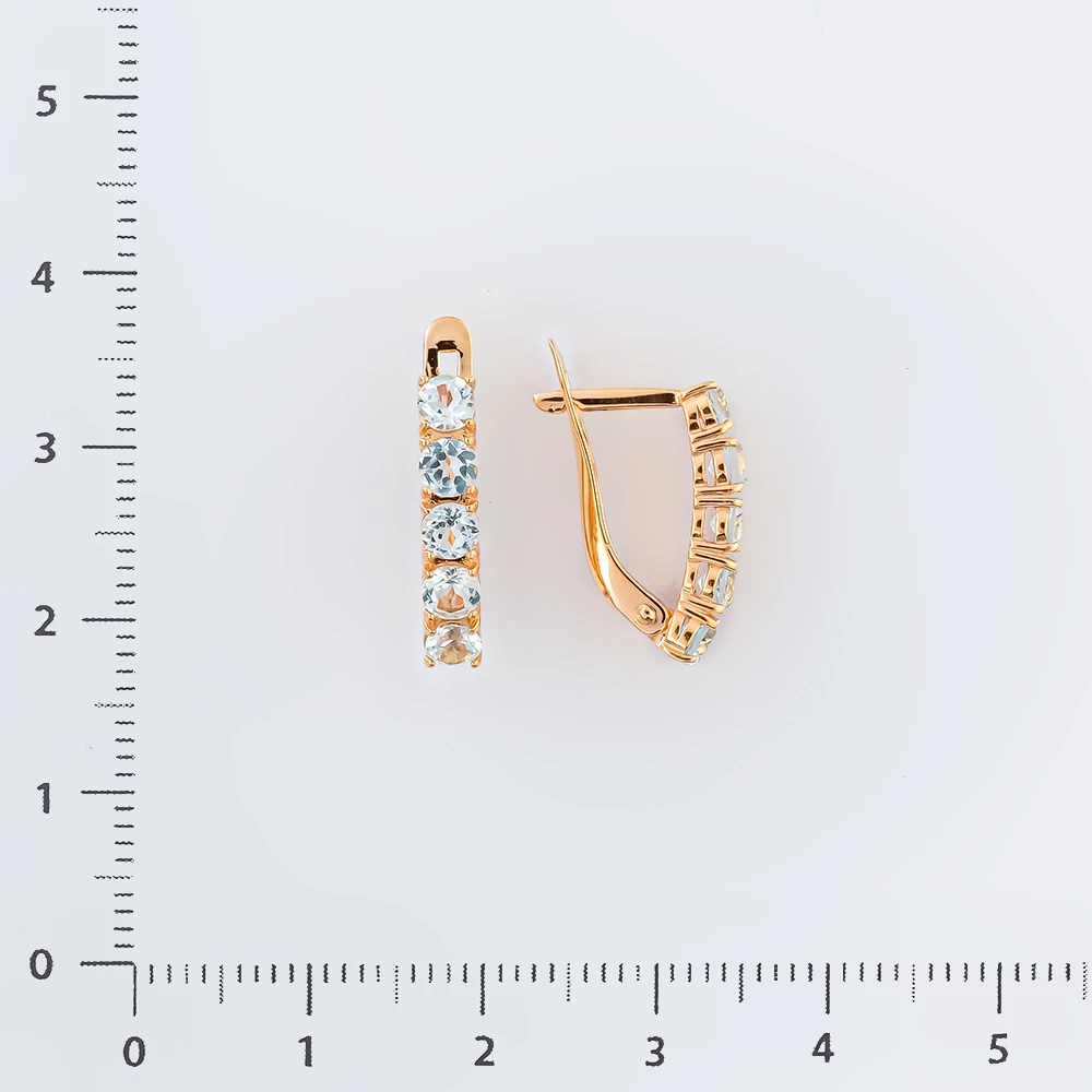 Серьги с топазом из красного золота 585 пробы