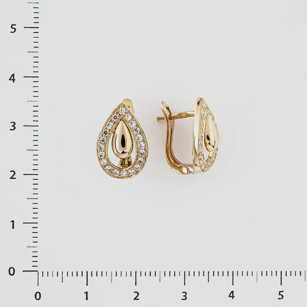 Серьги с фианитом из красного золота 585 пробы