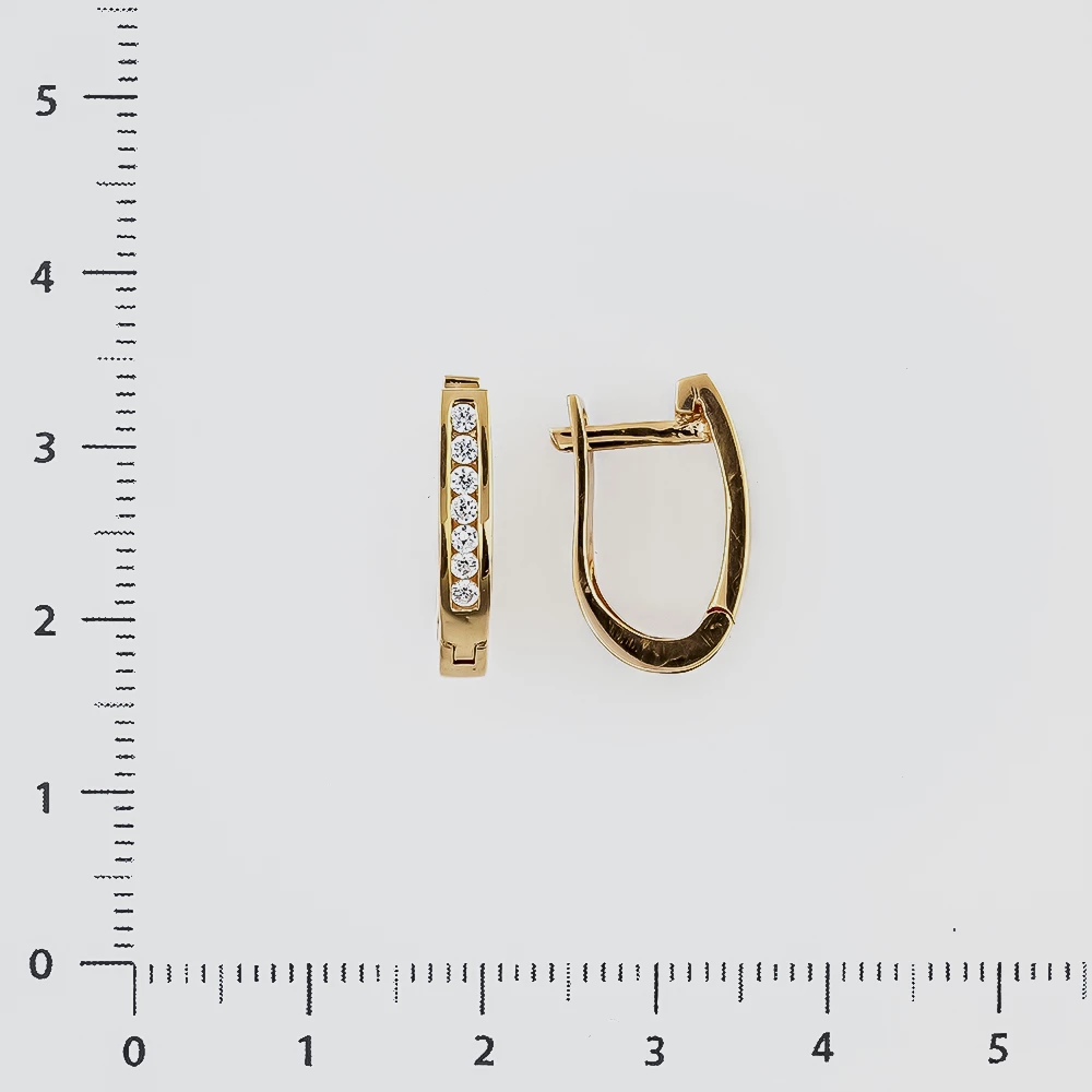 Серьги с фианитом из красного золота 585 пробы