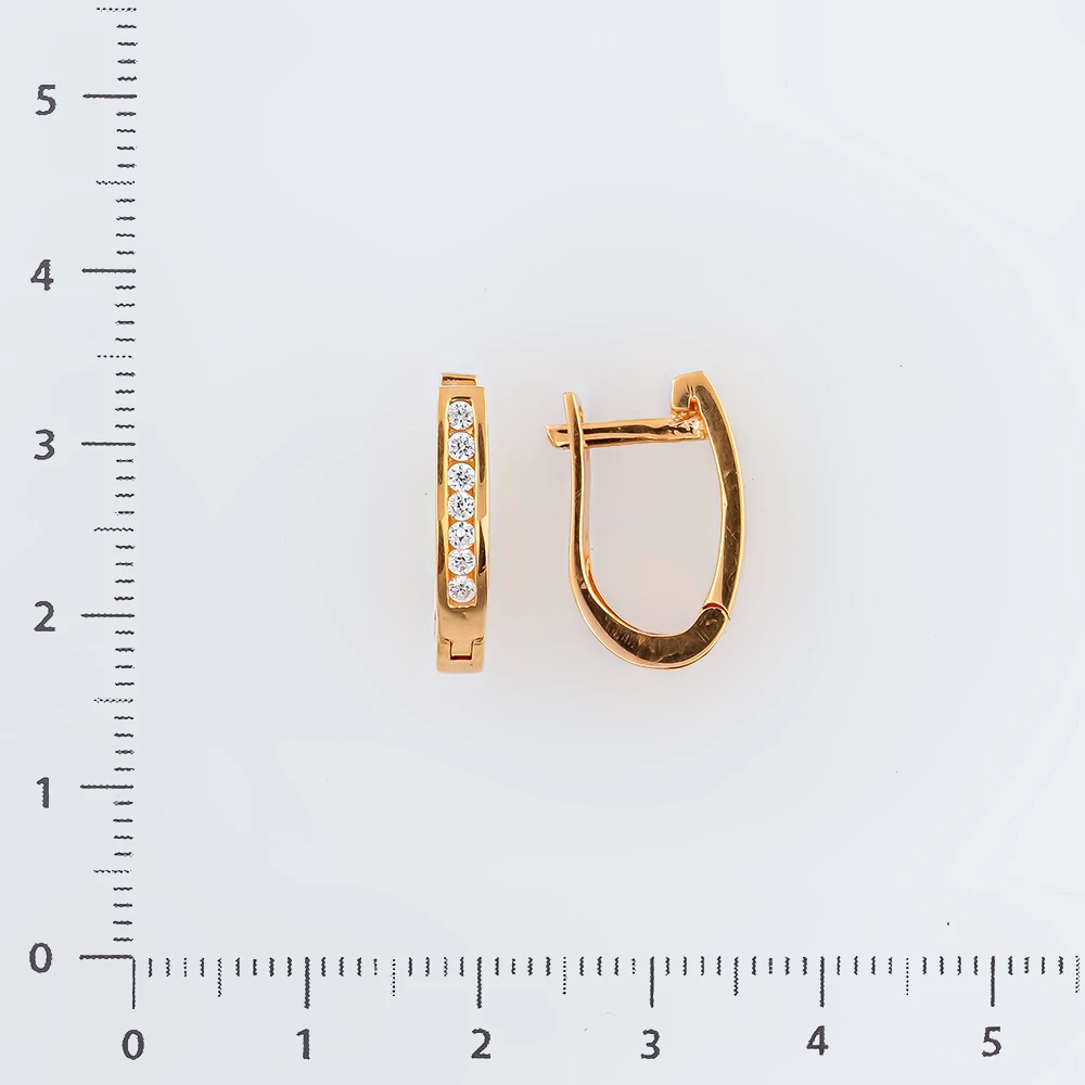 Серьги с фианитом из красного золота 585 пробы