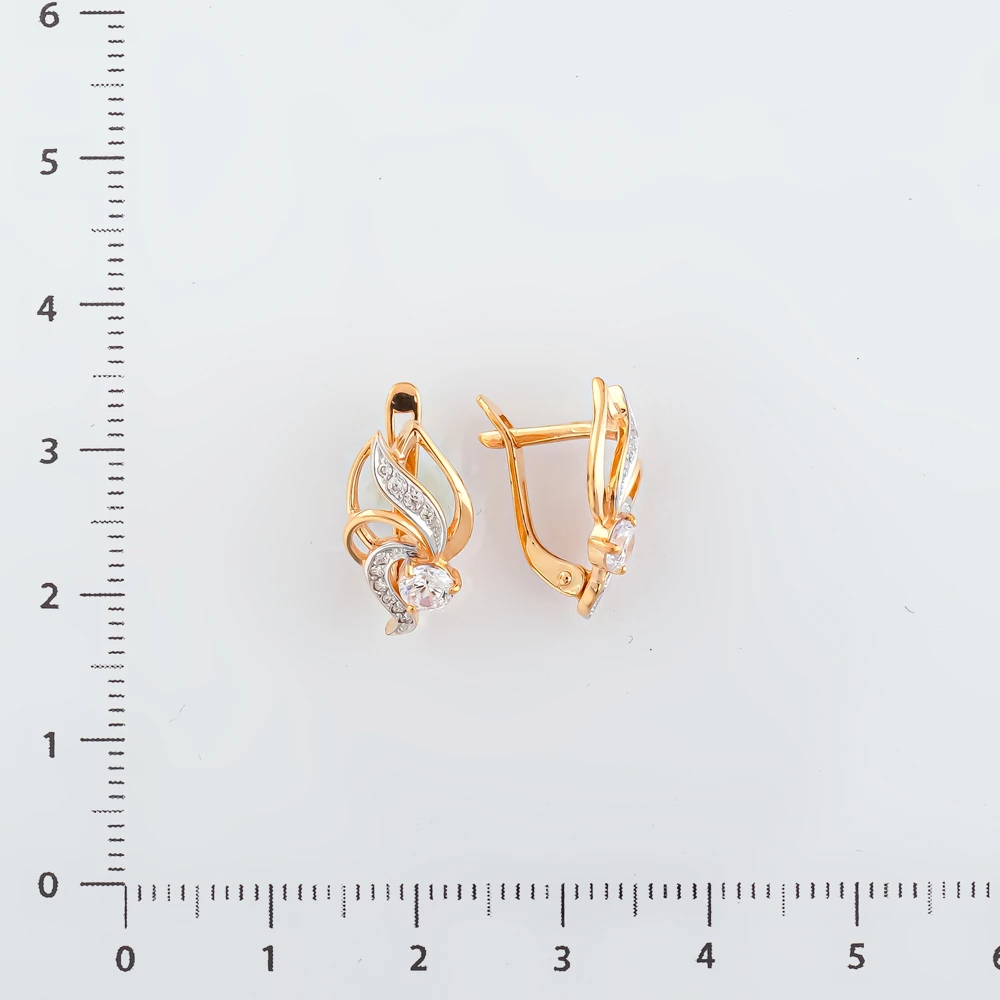 Серьги с фианитом из красного золота 585 пробы