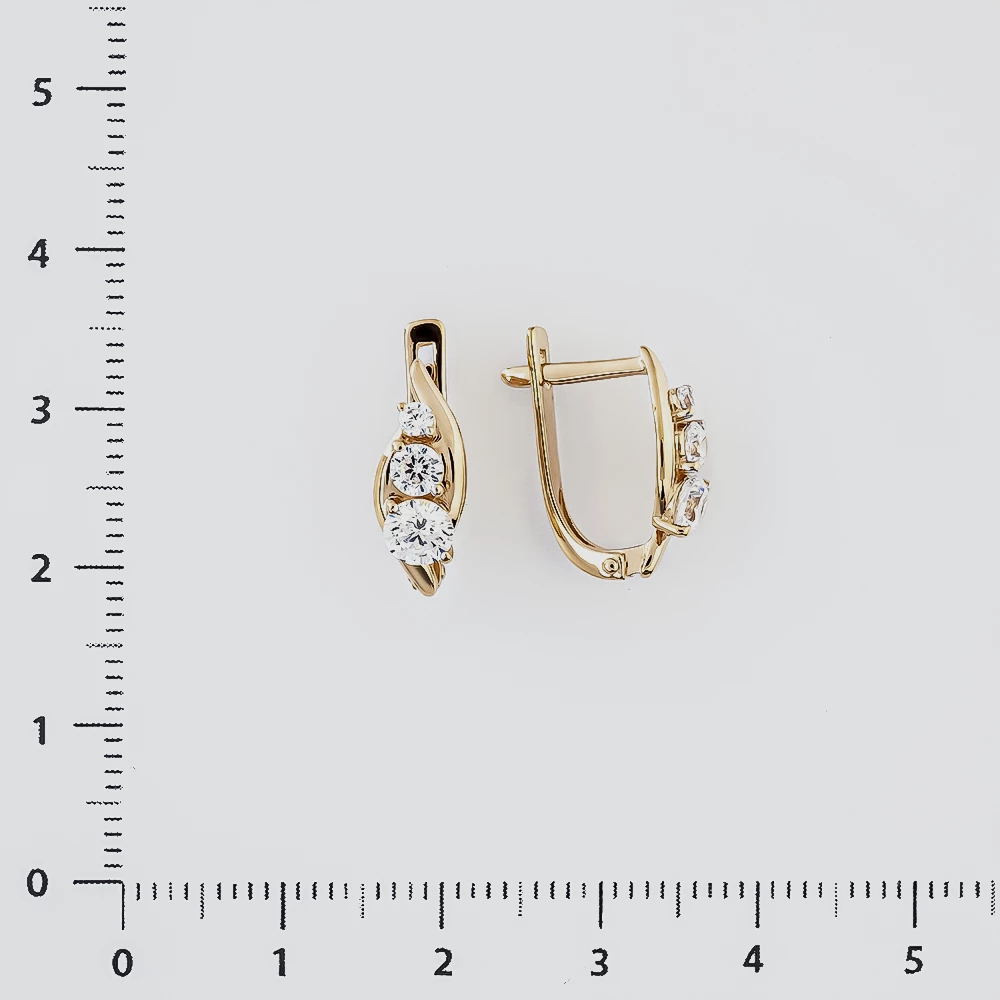 Серьги с фианитом из красного золота 375 пробы