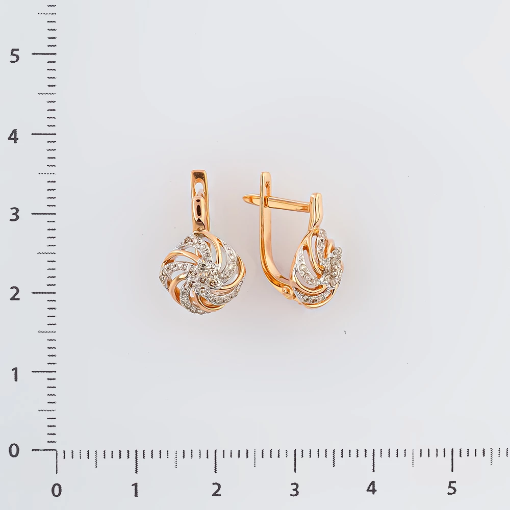 Серьги с бриллиантом из красного золота 585 пробы