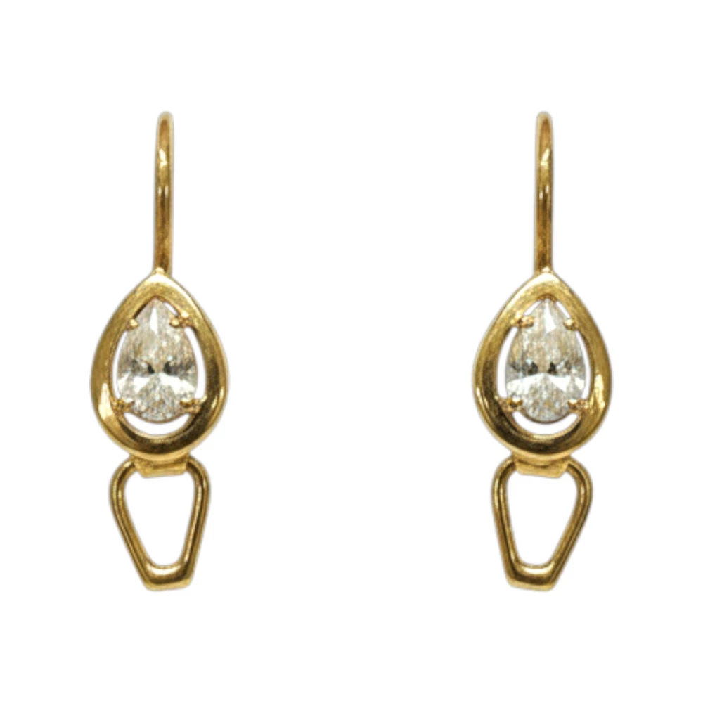 Серьги с фианитом из красного золота 585 пробы