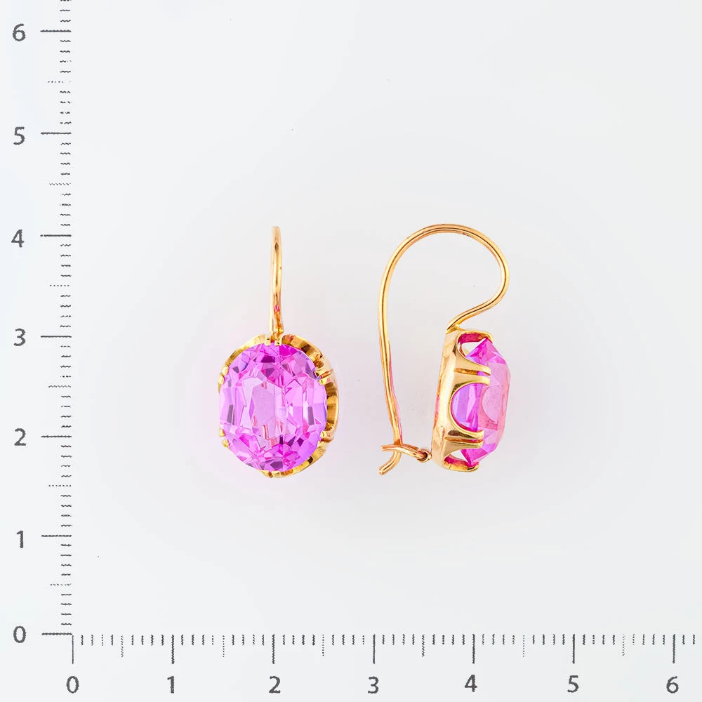 Серьги с фианитом из красного золота 583 пробы