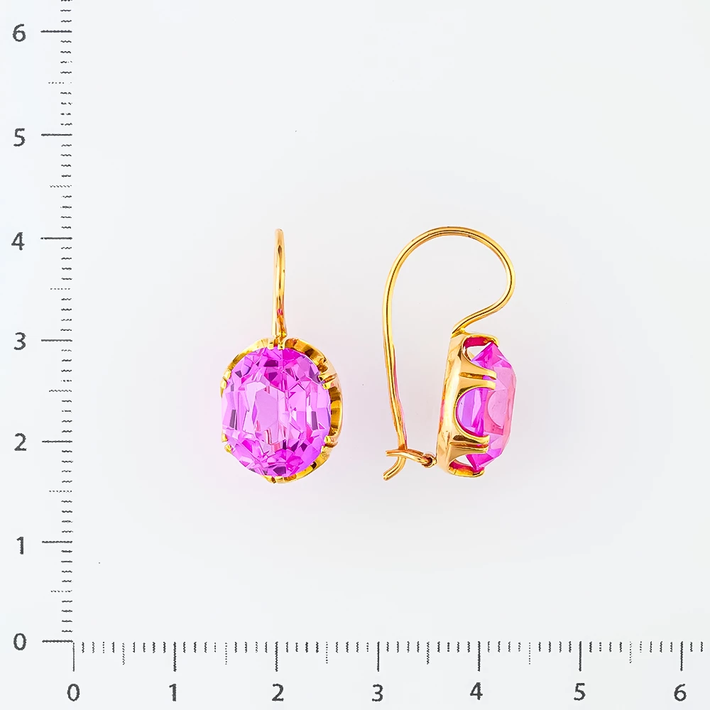 Серьги с фианитом из красного золота 583 пробы