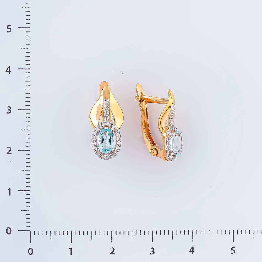 Серьги с топазом из красного золота 585 пробы