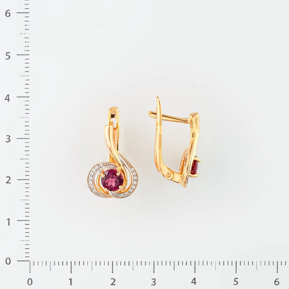 Серьги с гранатом из красного золота 585 пробы