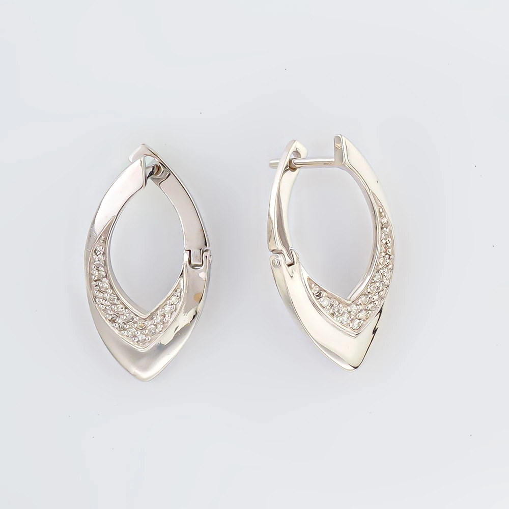 Серьги с бриллиантом из белого золота 585 пробы