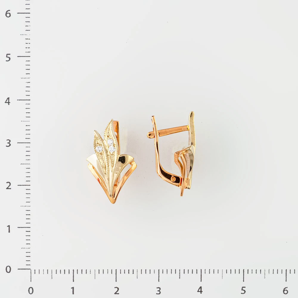 Серьги с бриллиантом из красного золота 585 пробы