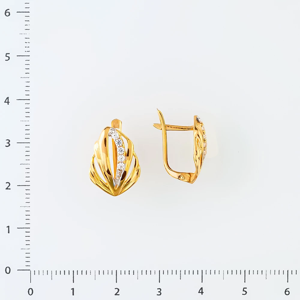 Серьги с фианитом из красного золота 585 пробы