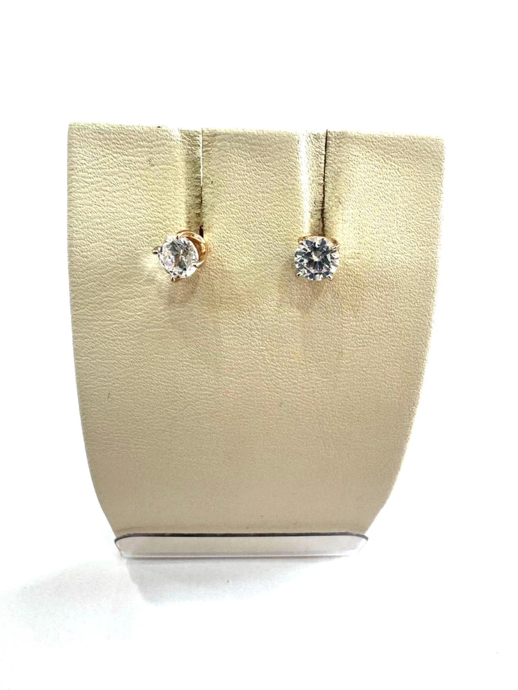 Серьги с фианитом из красного золота 375 пробы