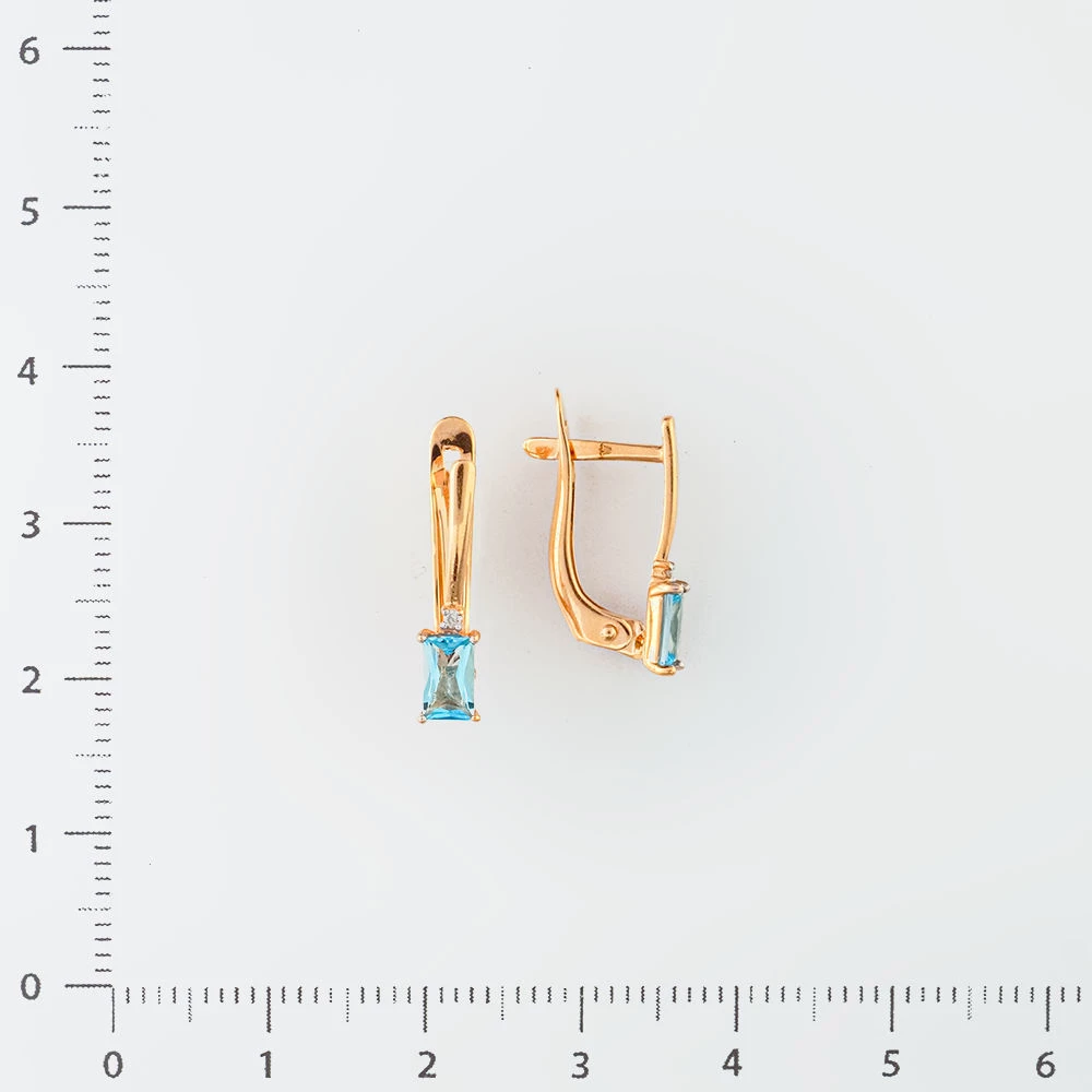 Серьги с топазом из красного золота 585 пробы
