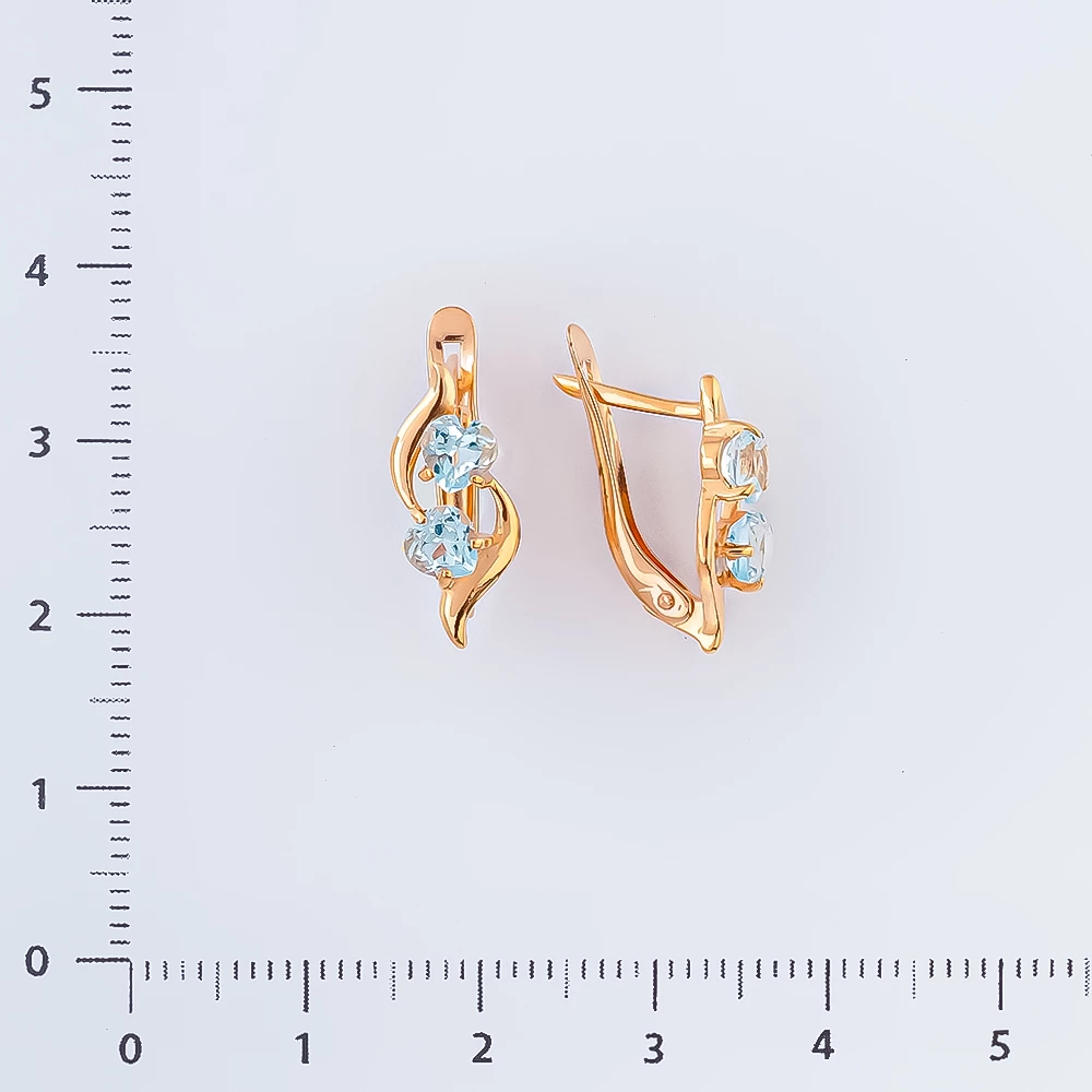 Серьги с топазом из красного золота 585 пробы