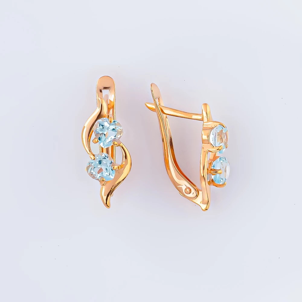 Серьги с топазом из красного золота 585 пробы
