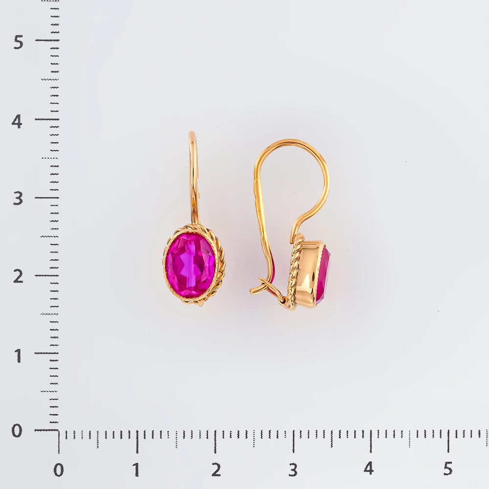 Серьги с фианитом из красного золота 583 пробы
