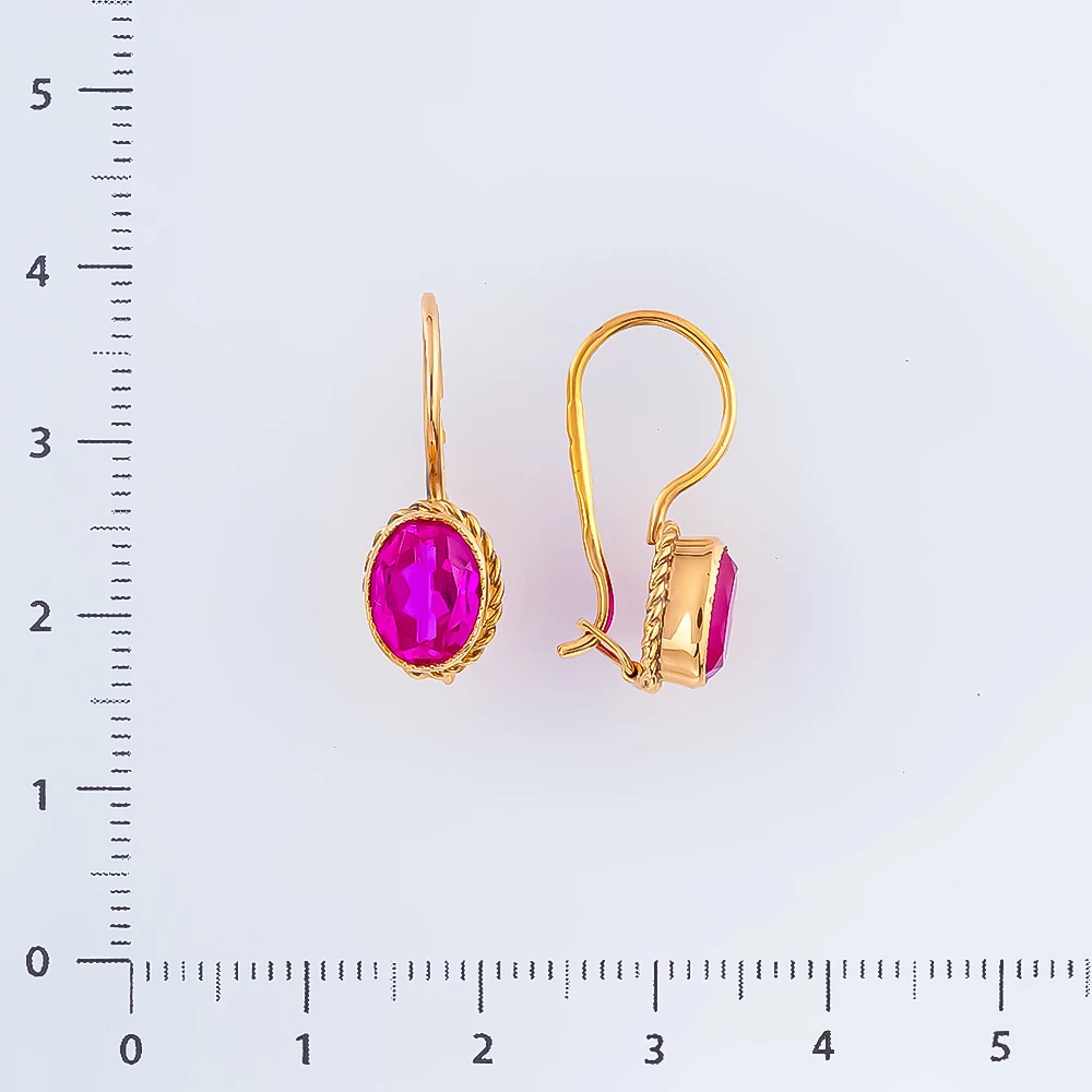 Серьги с фианитом из красного золота 583 пробы
