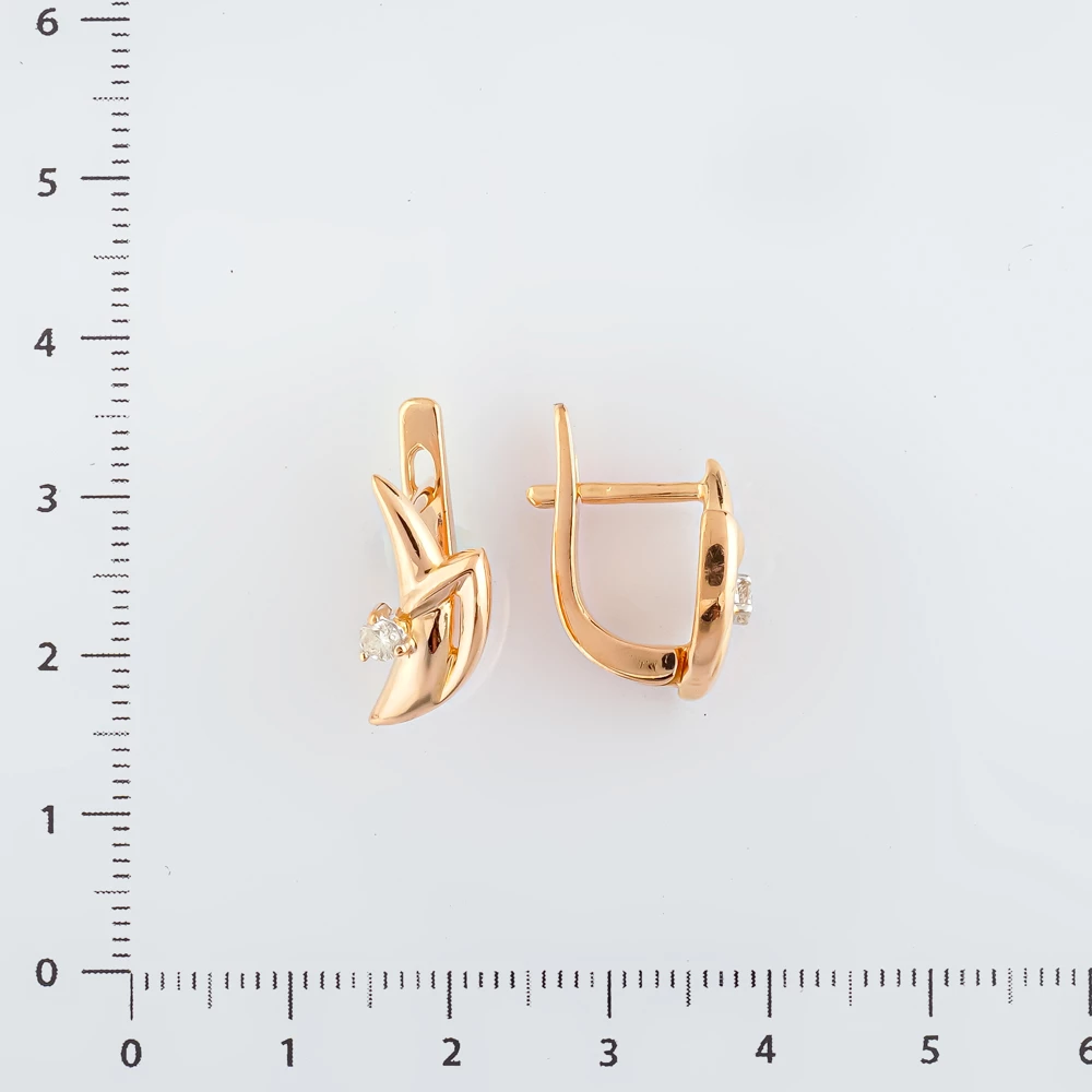 Серьги с бриллиантом из красного золота 585 пробы