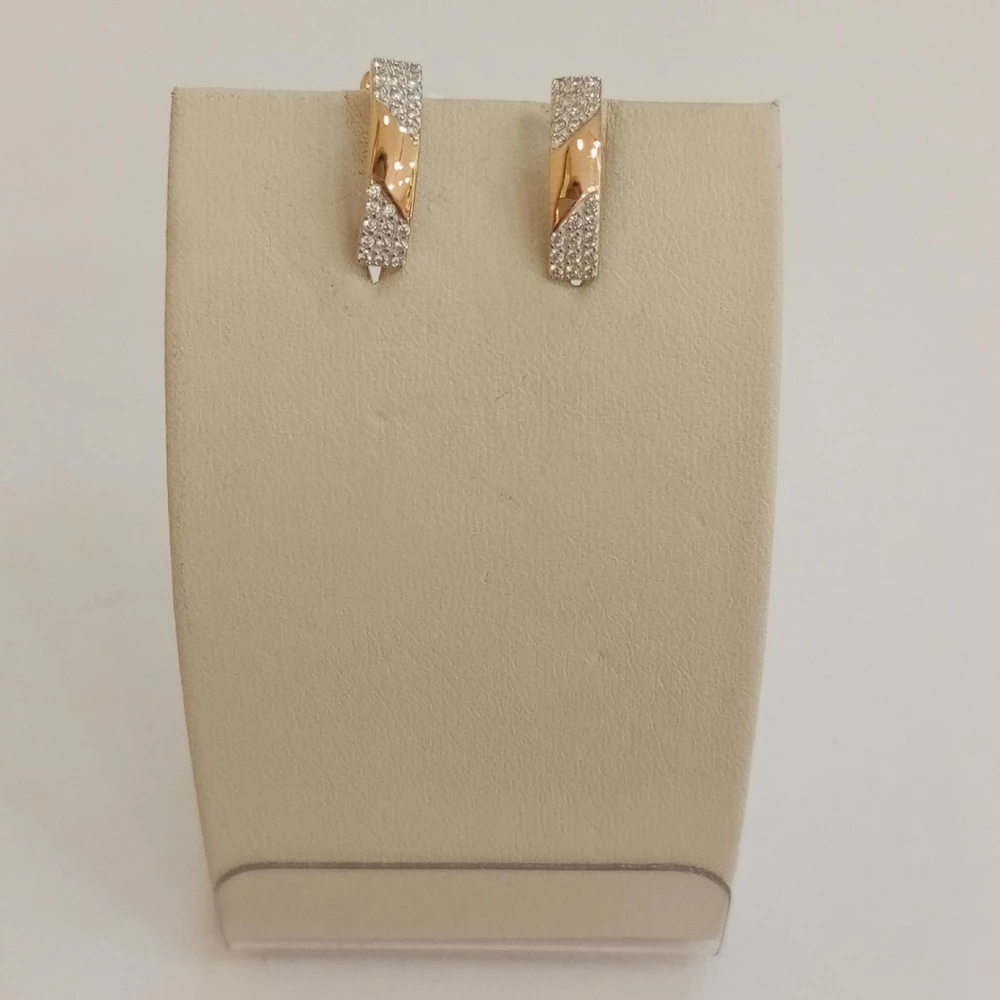 Серьги с фианитом из красного золота 585 пробы