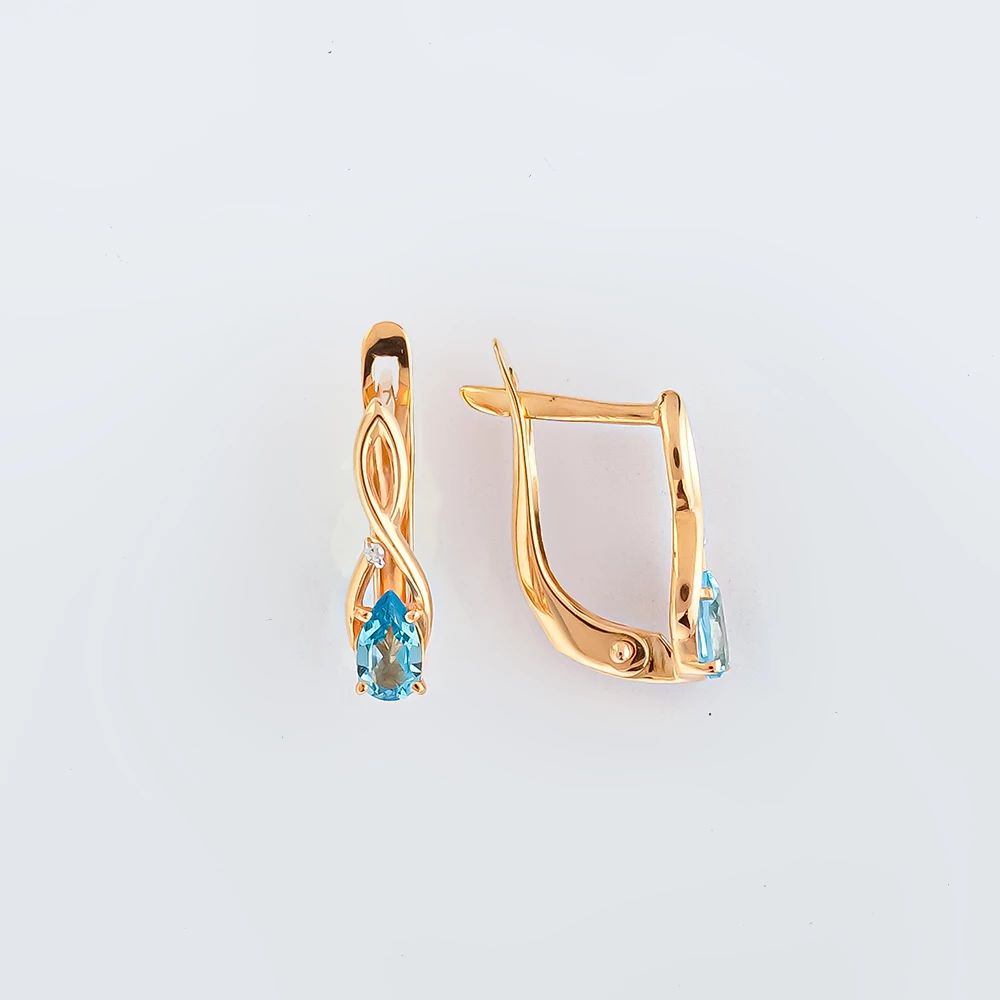 Серьги с топазом из красного золота 585 пробы