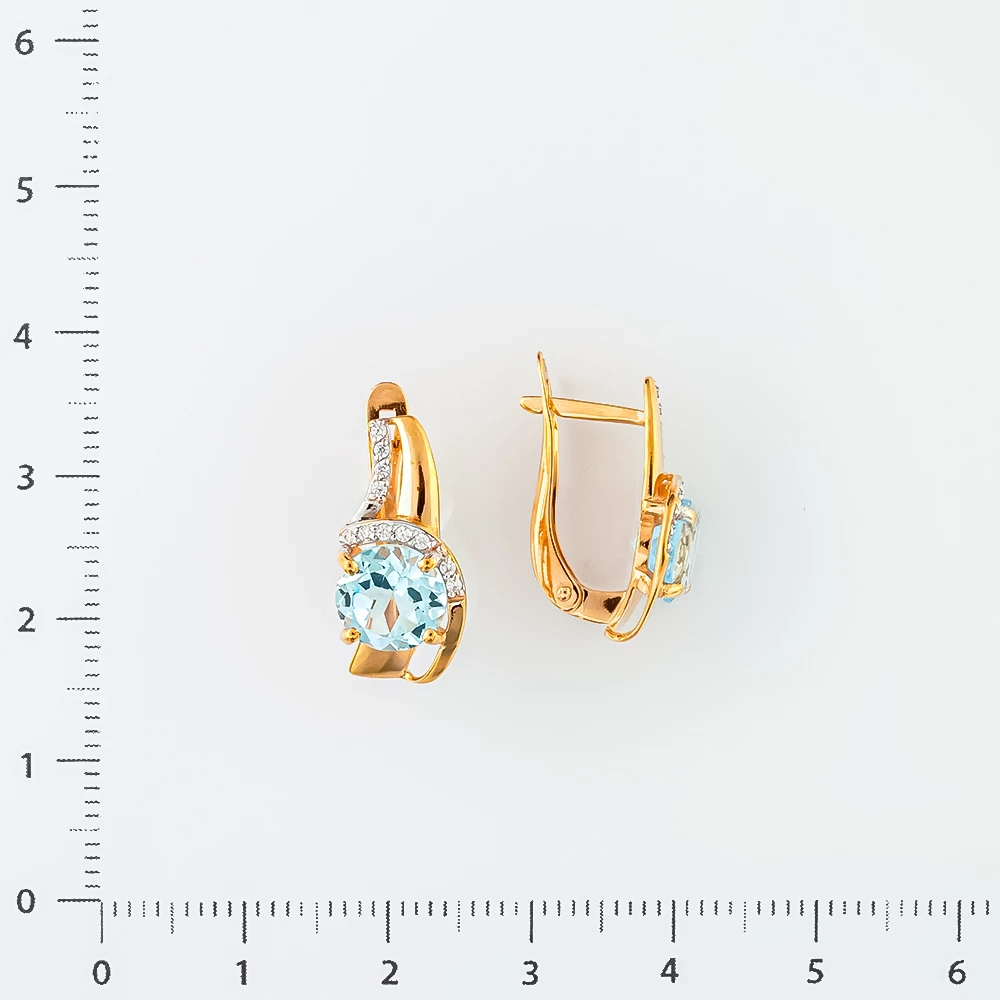 Серьги с топазом из красного золота 585 пробы