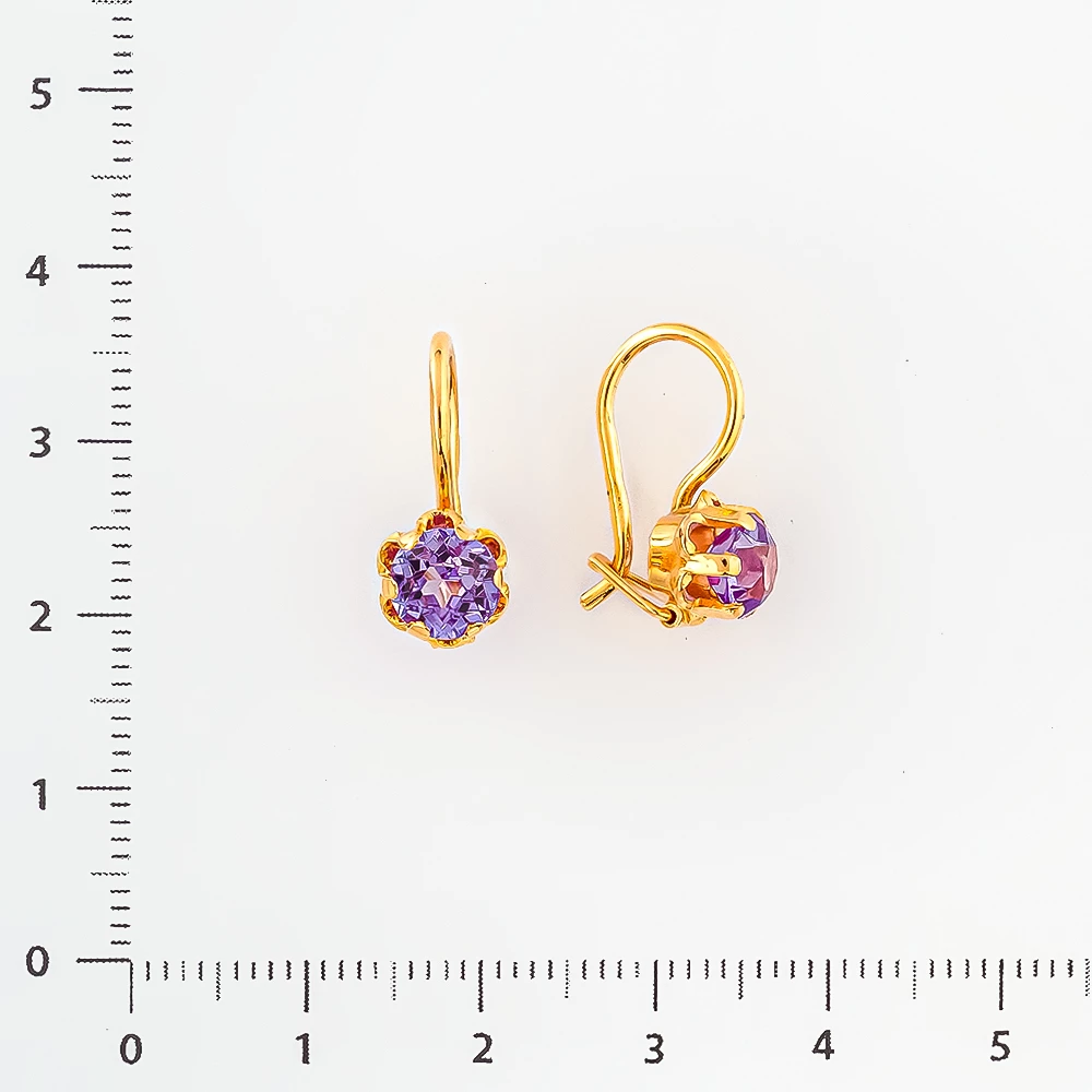Серьги с фианитом из красного золота 583 пробы