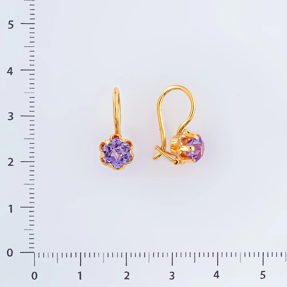 Серьги с фианитом из красного золота 583 пробы