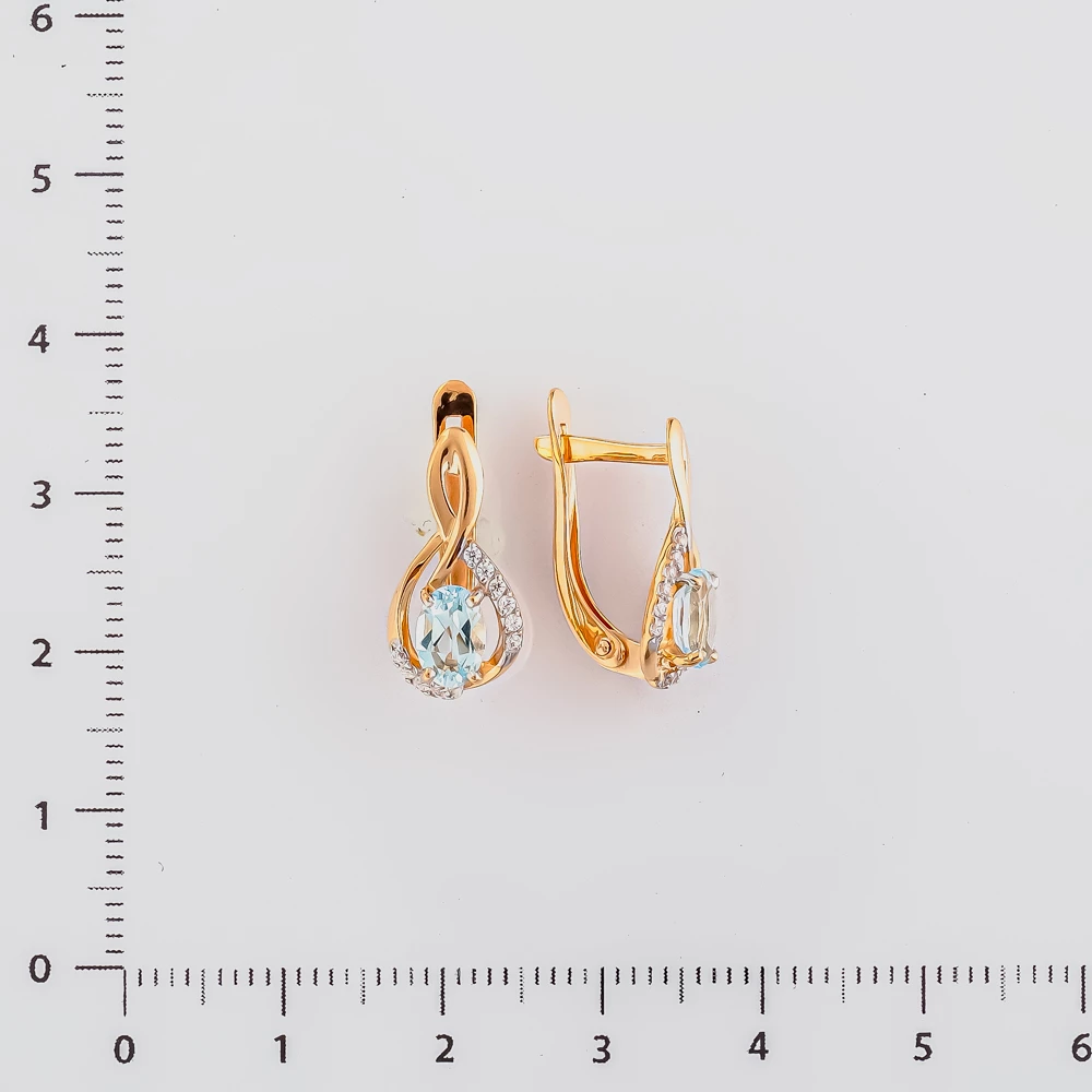 Серьги с топазом из красного золота 585 пробы