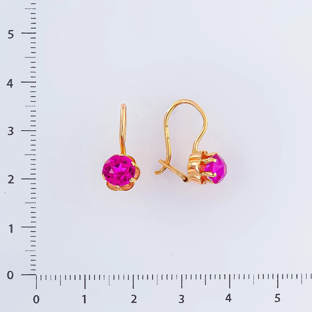 Серьги с фианитом из красного золота 583 пробы