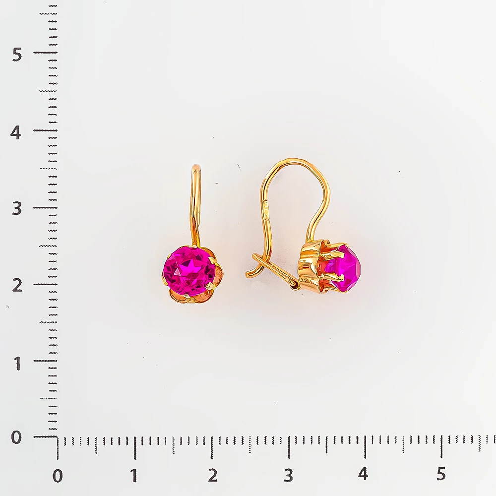 Серьги с фианитом из красного золота 583 пробы