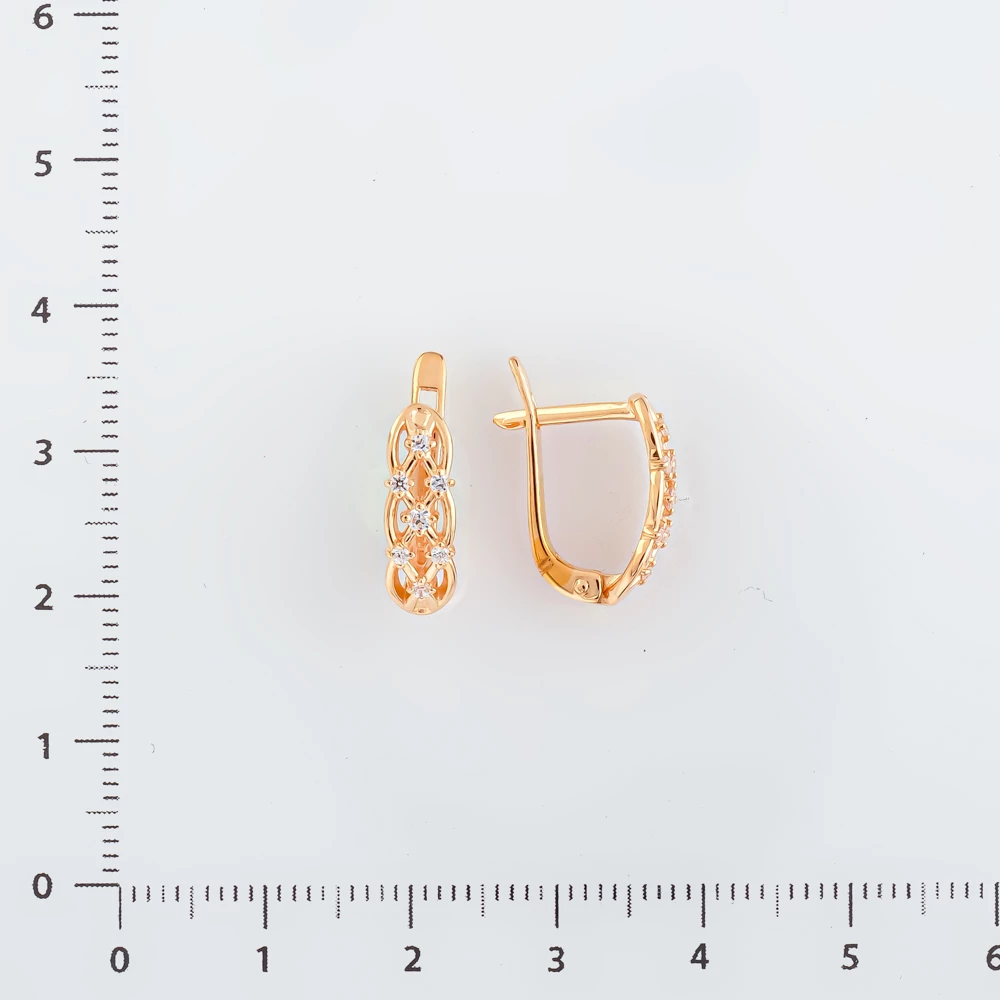 Серьги с фианитом из красного золота 585 пробы