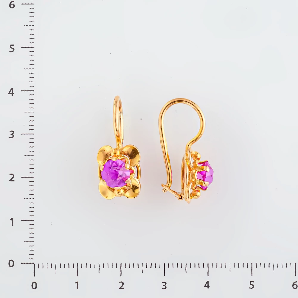 Серьги с фианитом из красного золота 583 пробы