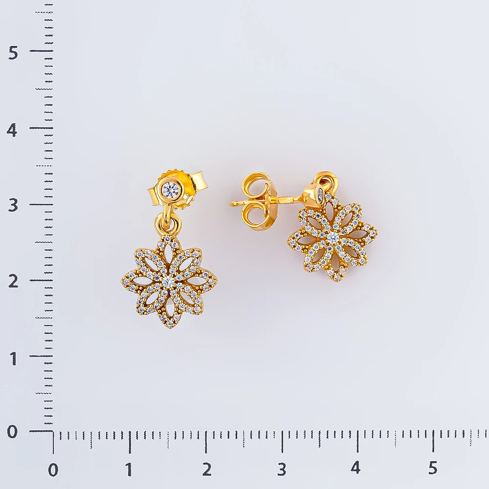 Серьги с фианитом из желтого золота 585 пробы