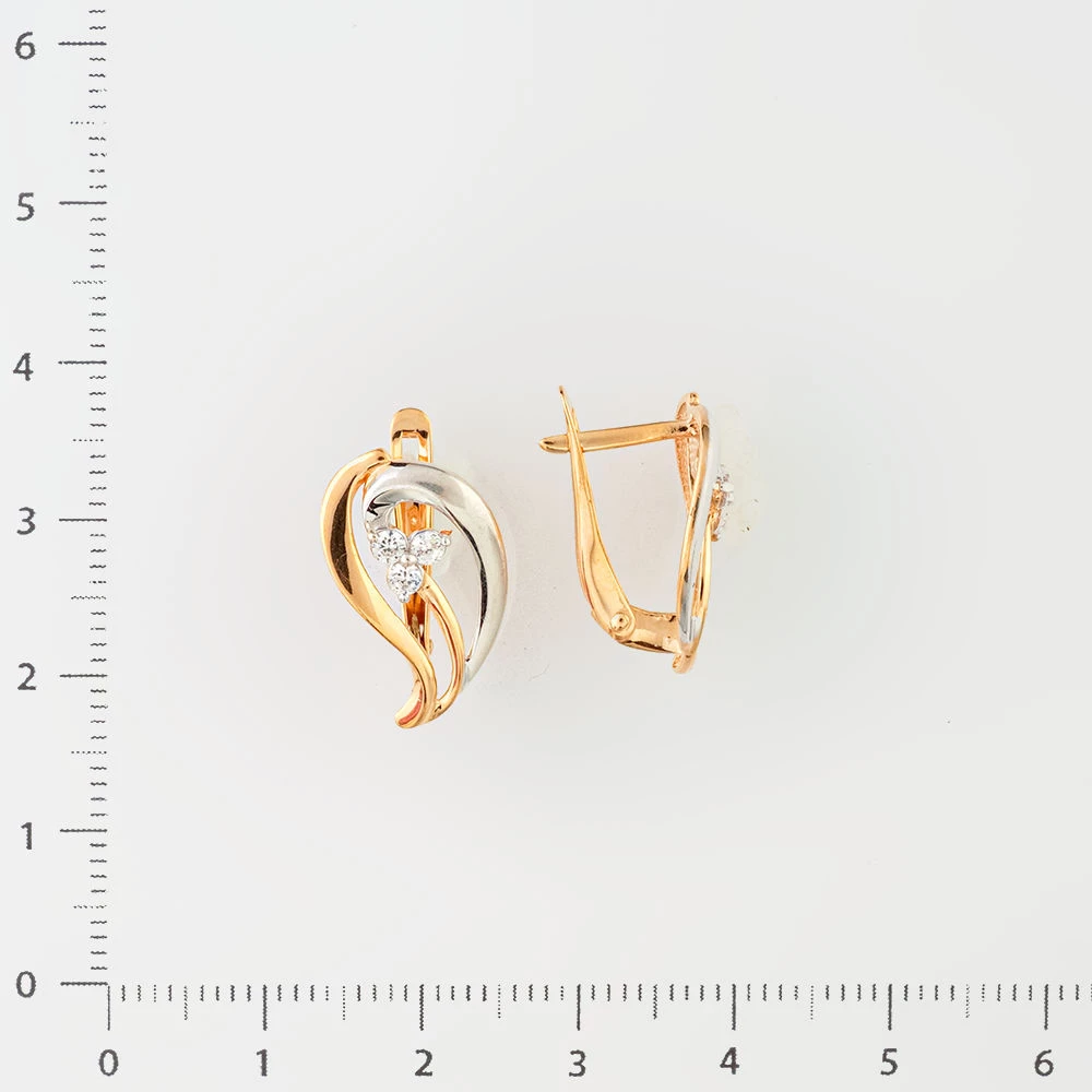 Серьги с фианитом из красного золота 585 пробы