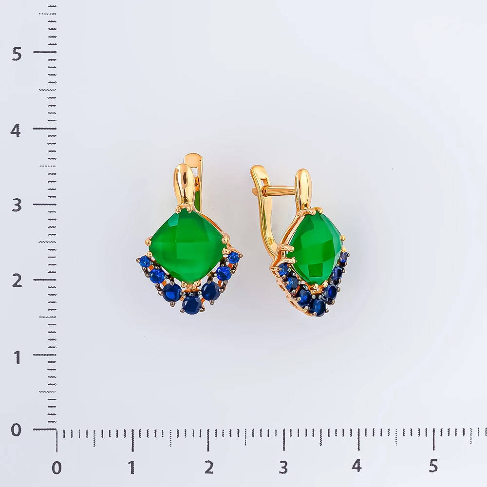 Серьги с ониксом из красного золота 585 пробы