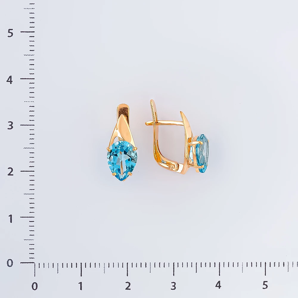 Серьги с топазом из красного золота 585 пробы