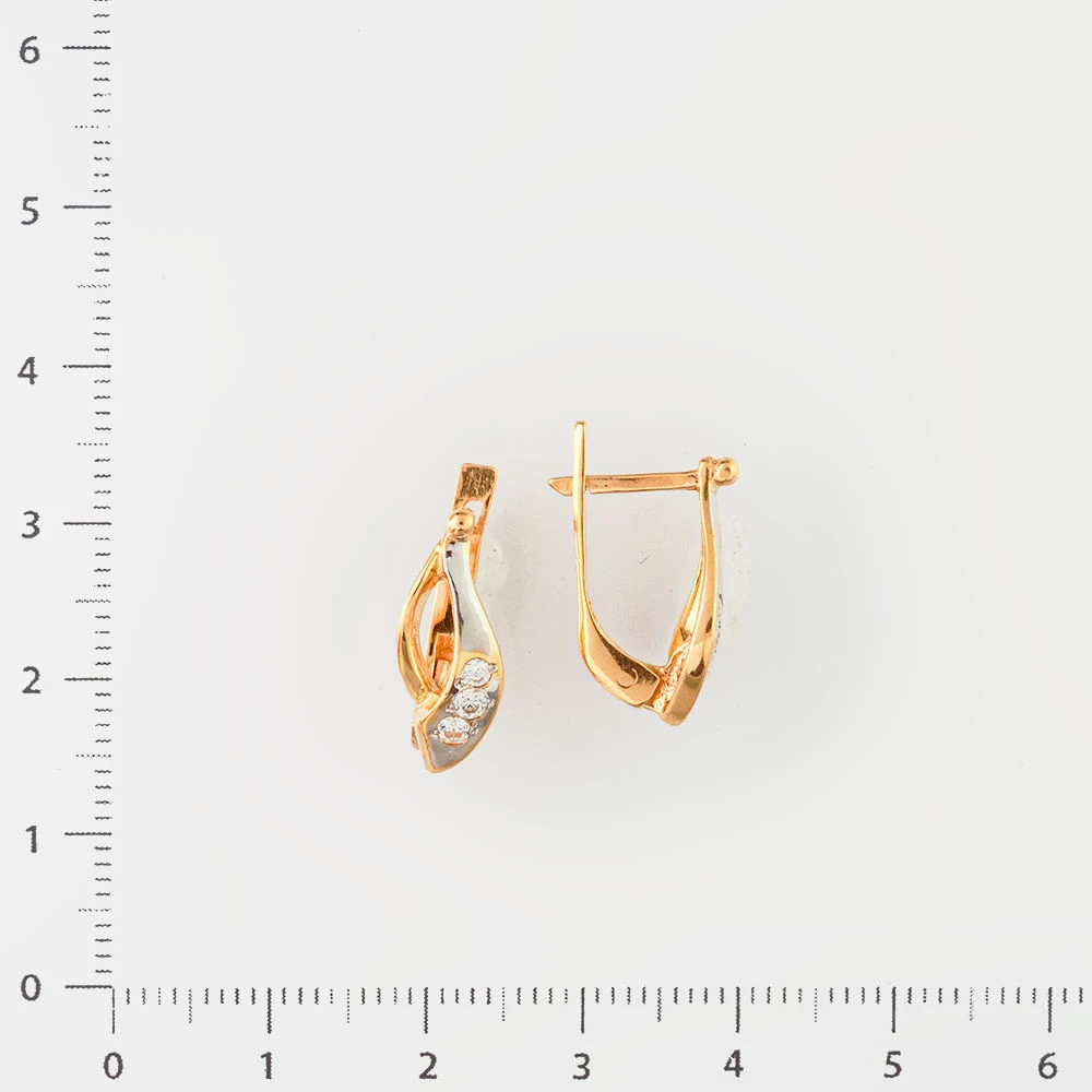 Серьги с фианитом из красного золота 585 пробы